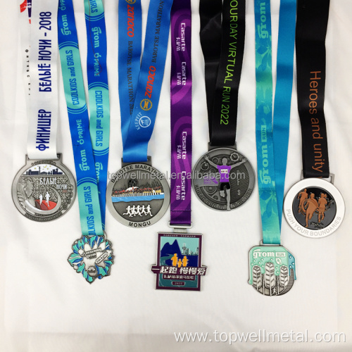 custom 3D zinc alloy soccer medals with ribbon